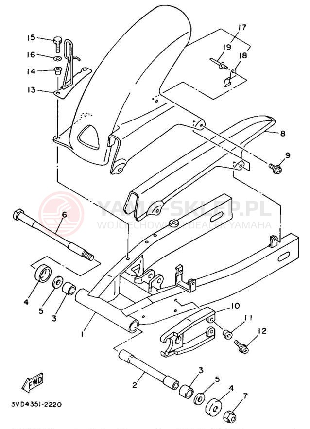 Schemat "wahacz" do Yamaha TDM850 TDM850E/TDM850EC