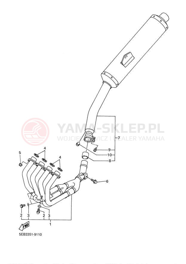 Schemat "Wydech końcowy" do Yamaha YZFR6 YZFR6P/YZFR6PC