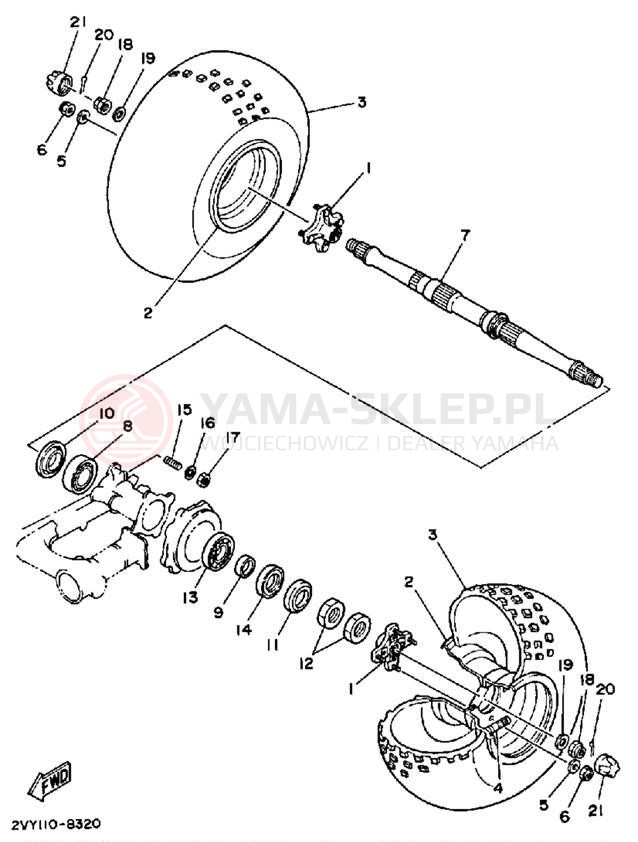 Schemat "Koło tył" do Yamaha MOTO-4 YFM200DXU