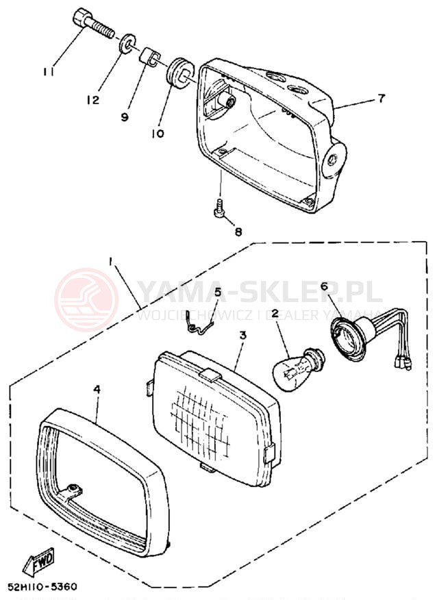Schemat "Lampa przód" do Yamaha MOTO-4 YFM200N