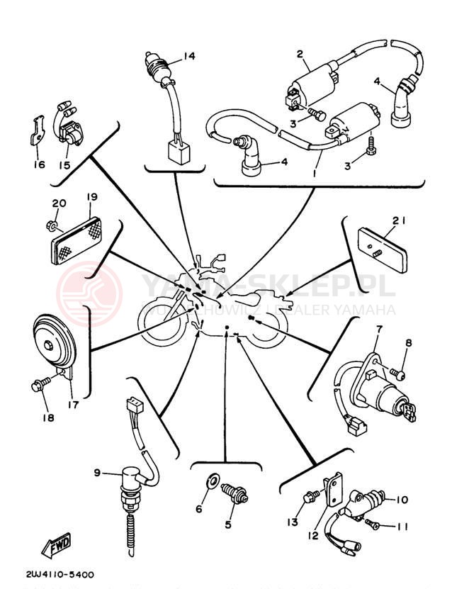 Schemat "układ elektryczny" do Yamaha VIRAGO 250 XV250H/XV250HC