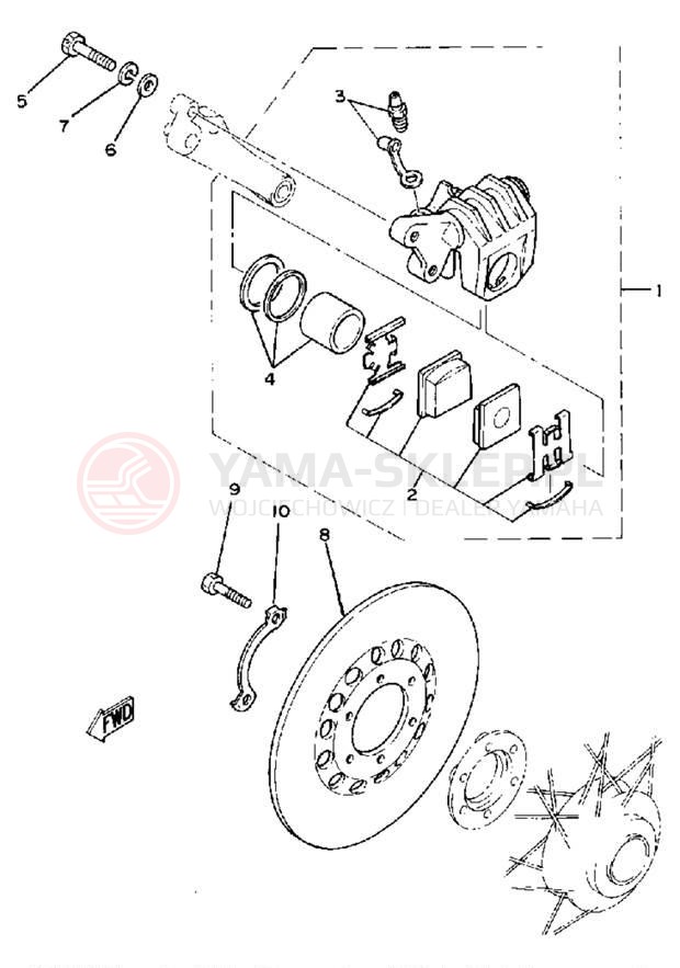 Schemat "Zacisk hamulcowy tylny" do Yamaha TZ125G
