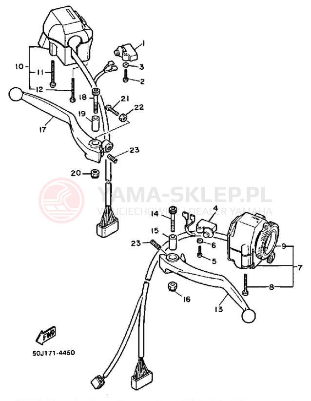 Schemat "Kierownica i osprzęt" do Yamaha FJ1100L/FJ1100LC