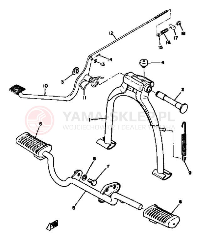 Schemat "Stopka postojowa i podnóżki" do Yamaha LB802AD