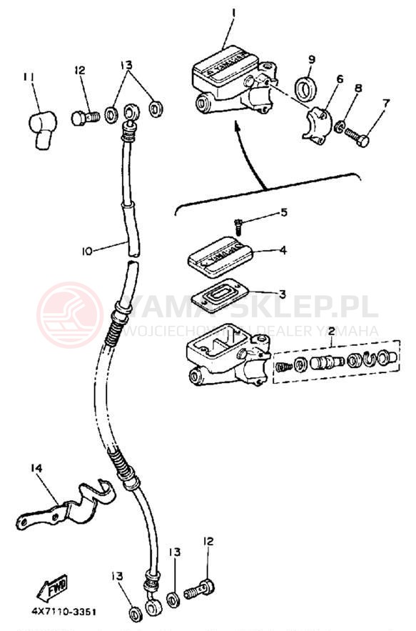 Schemat "Pompa hamulcowa przednia" do Yamaha MIDNIGHT VIRAGO 750 XV750MK