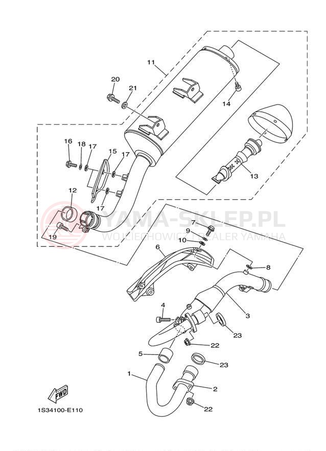 Schemat "Wydech końcowy" do Yamaha RAPTOR 700 YFM700REL/YFM700REO