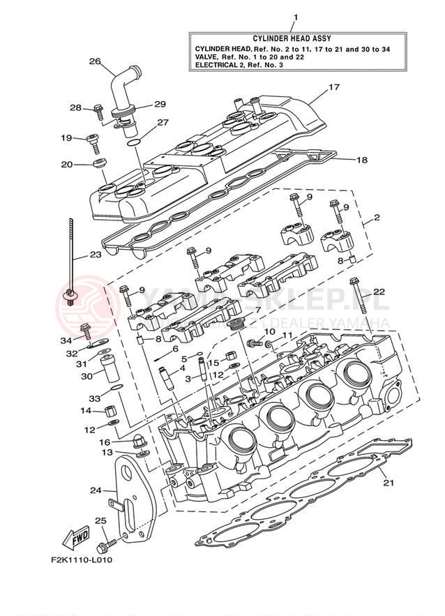 Schemat "głowica" do Yamaha SX210 LAT1100BL
