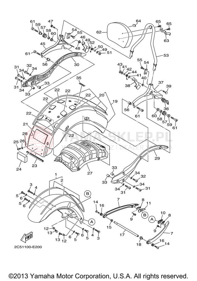 Schemat "błotnik" do Yamaha STRATOLINER XV19CTV/XV19CTVC