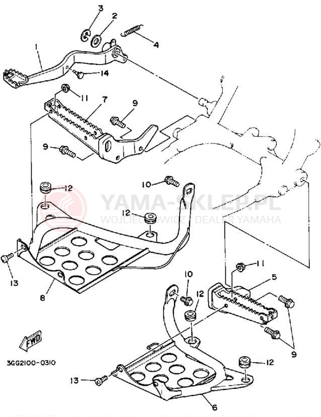 Schemat "Stopka postojowa i podnóżki" do Yamaha BANSHEE YFZ350B_MN