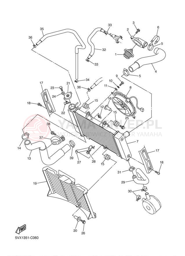 Schemat "Układ chlodzenia" do Yamaha FZ6 FZS6TC/FZS6T