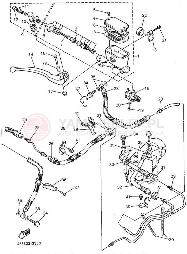 Schemat "Pompa hamulcowa przednia" do Yamaha GTS1000AFC/GTS1000AF