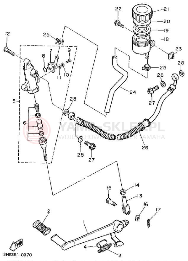 Schemat "Pompa hamulcowa tył" do Yamaha FZR600RA