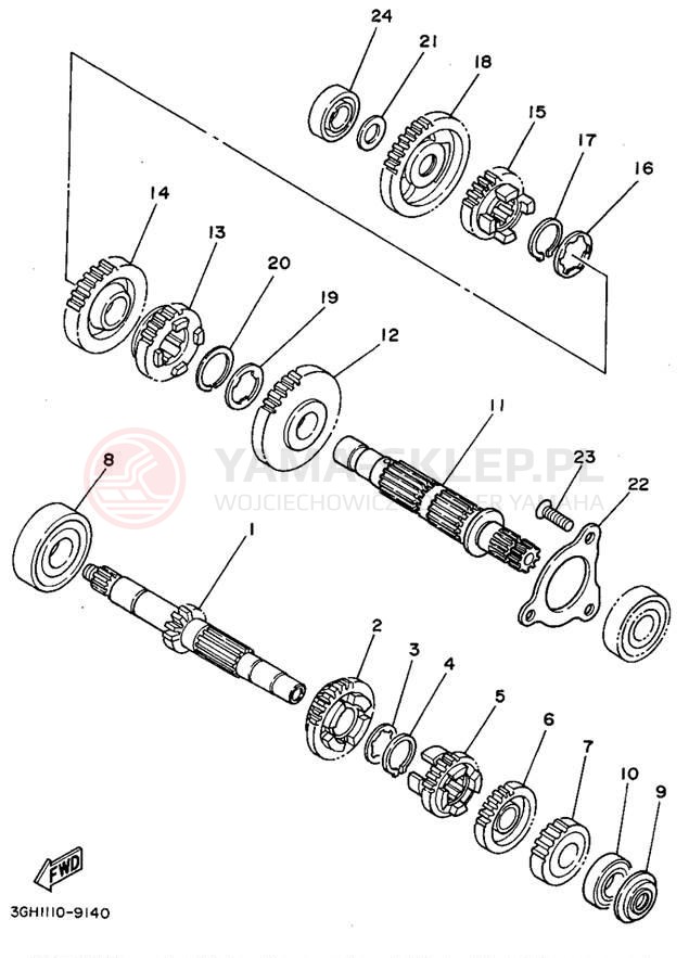 Schemat "Skrzynia biegów " do Yamaha TIMBERWOLF 2WD YFB250F