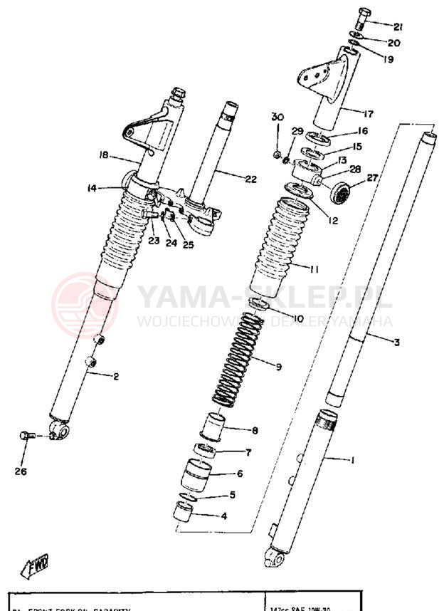 Schemat "Amortyzatory przód" do Yamaha LS2