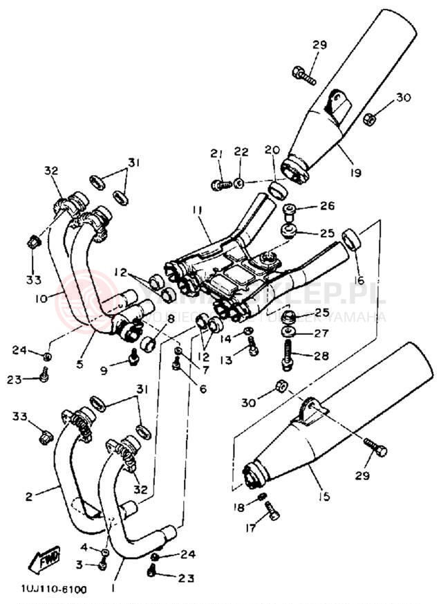 Schemat "Wydech końcowy" do Yamaha RADIAN YX600A/YX600AC