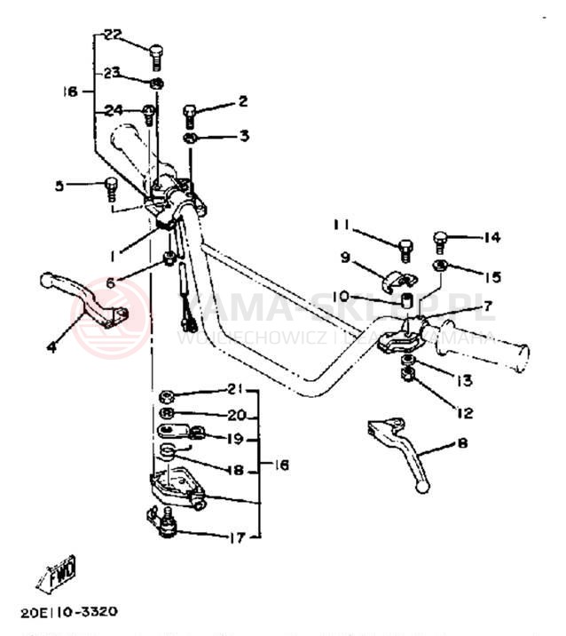 Schemat "Kierownica i osprzęt" do Yamaha YT175K