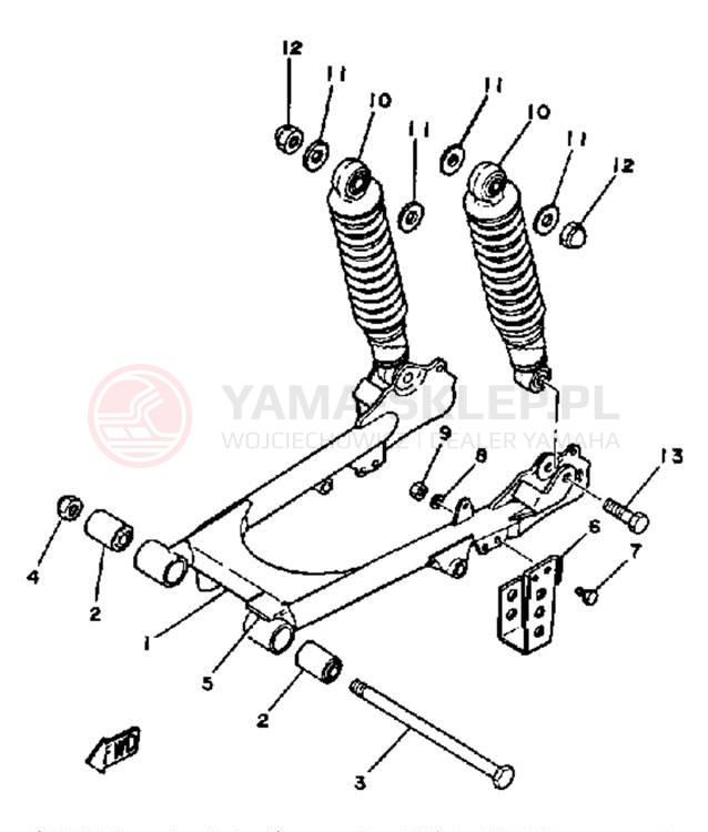 Schemat "wahacz, zawieszenie tył" do Yamaha MX100H