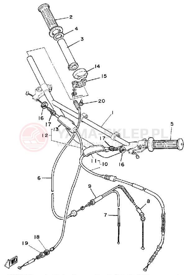 Schemat "Kierownica i osprzęt" do Yamaha MX100G