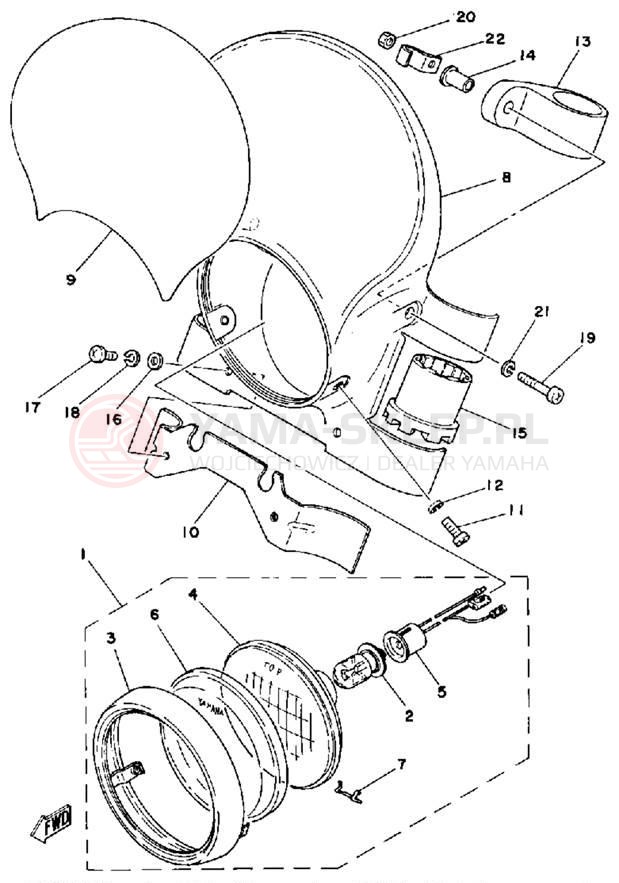 Schemat "Lampa przód" do Yamaha IT175G