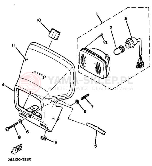 Schemat "Lampa przód" do Yamaha IT250K