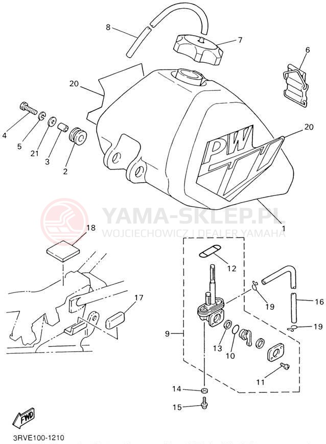 Schemat "zbiornik paliwa" do Yamaha YZINGER PW80N1