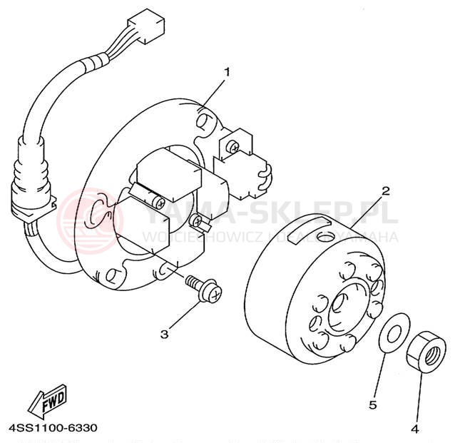 Schemat "prądnica" do Yamaha YZ125 YZ125L1