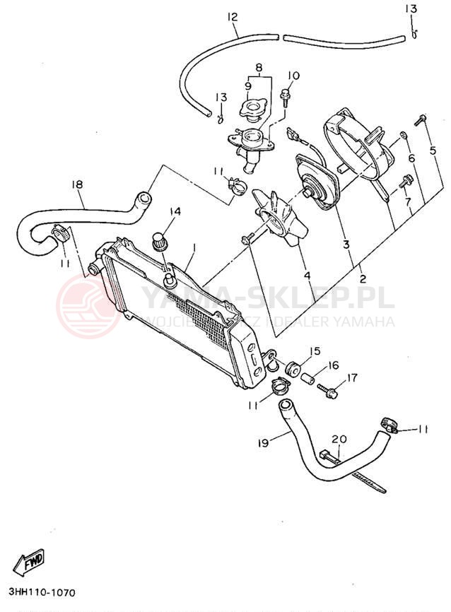 Schemat "Układ chlodzenia" do Yamaha FZR600RG/FZR600RGC