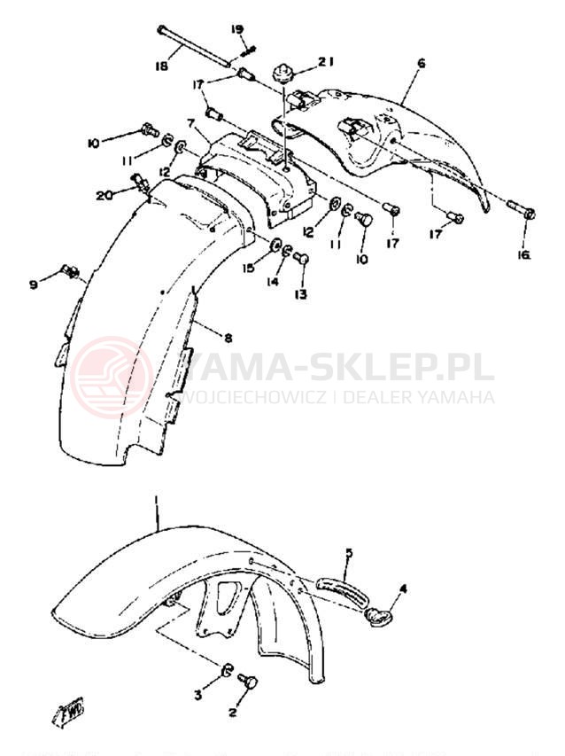 Schemat "Błotniki przód i tył" do Yamaha XS750E_227