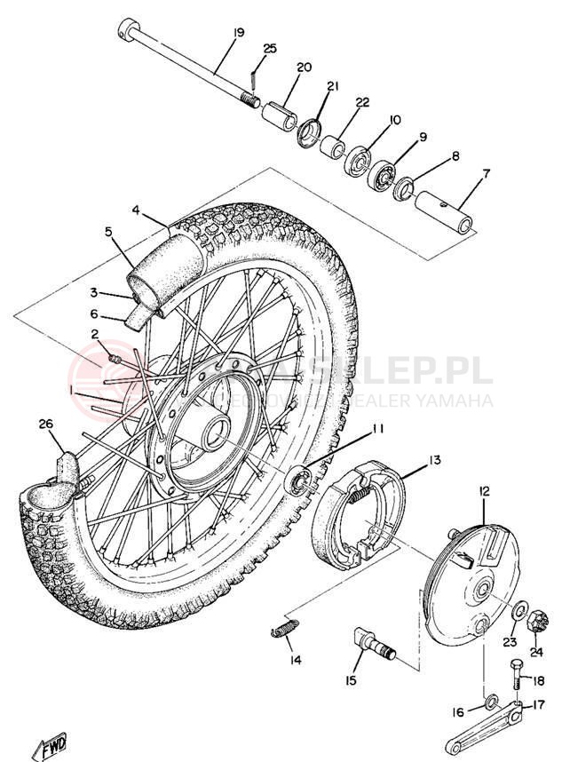 Schemat "Koło przód" do Yamaha MX250/MX360