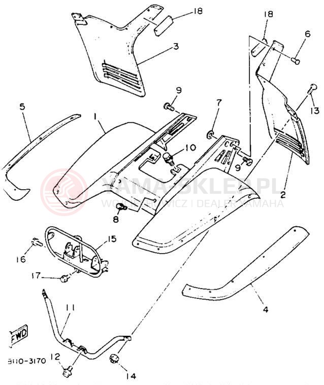 Schemat "Błotnik przód" do Yamaha WARRIOR YFM350XE_M