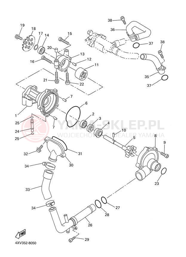 Schemat "Pompa wody" do Yamaha R1 YZFR1M/YZFR1MC