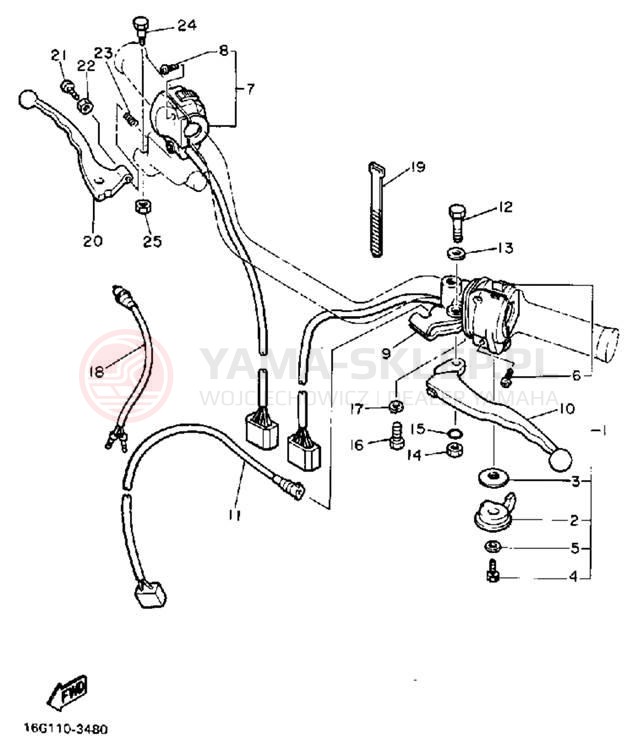 Schemat "Kierownica i osprzęt" do Yamaha XJ650LJ