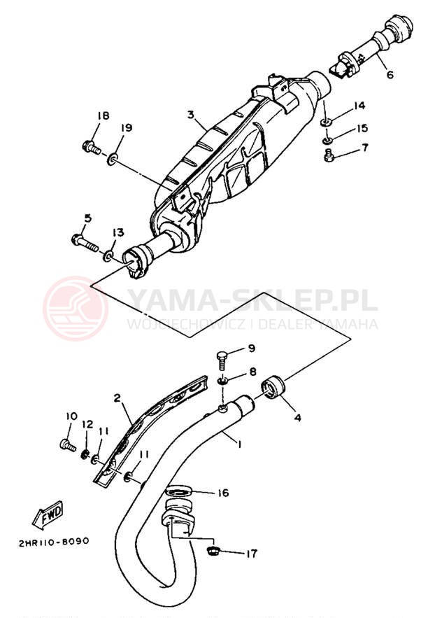 Schemat "Wydech końcowy" do Yamaha BIG BEAR 4WD YFM350FWE