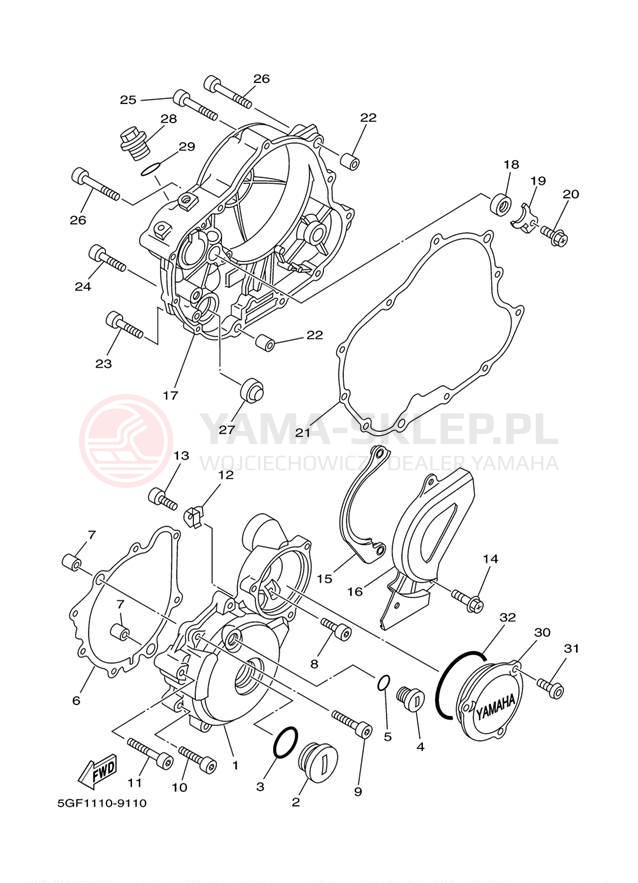 Schemat "Pokrywa silnika" do Yamaha TTR250 TTR250M/TTR250MC