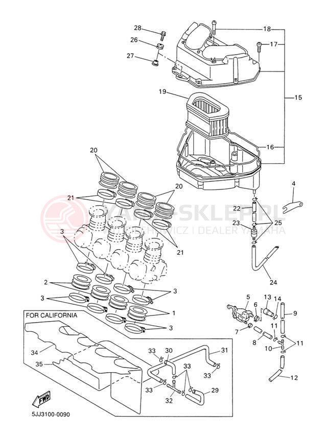 Schemat "Wtrysk paliwa" do Yamaha R1 YZFR1M/YZFR1MC