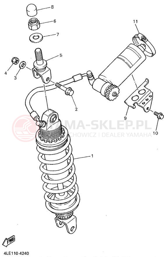 Schemat "zawieszenie tył" do Yamaha YZF750RF/YZF750RFC
