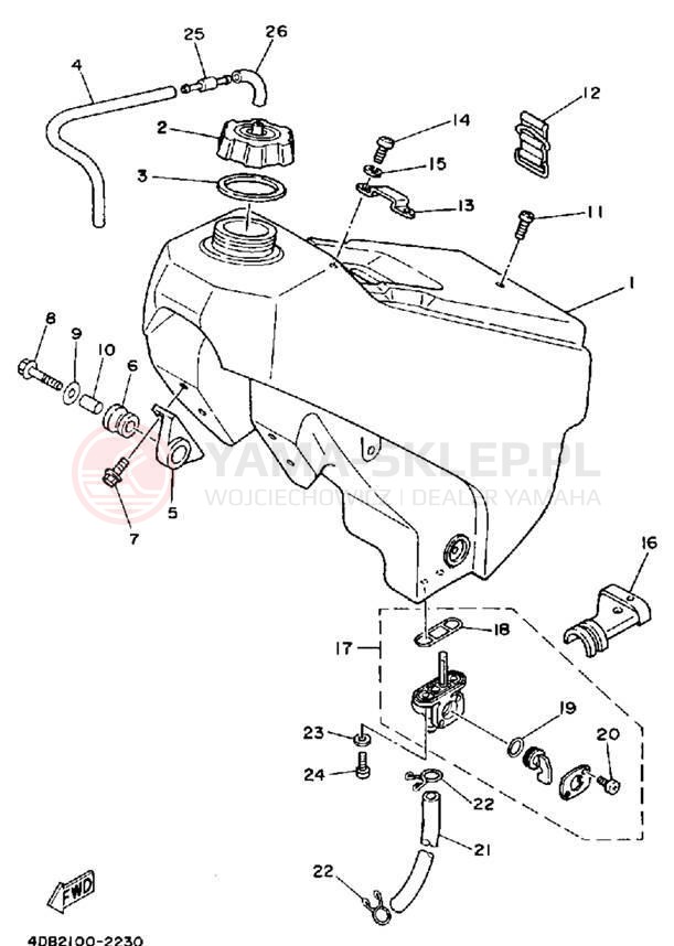 Schemat "zbiornik paliwa" do Yamaha YZ125D1