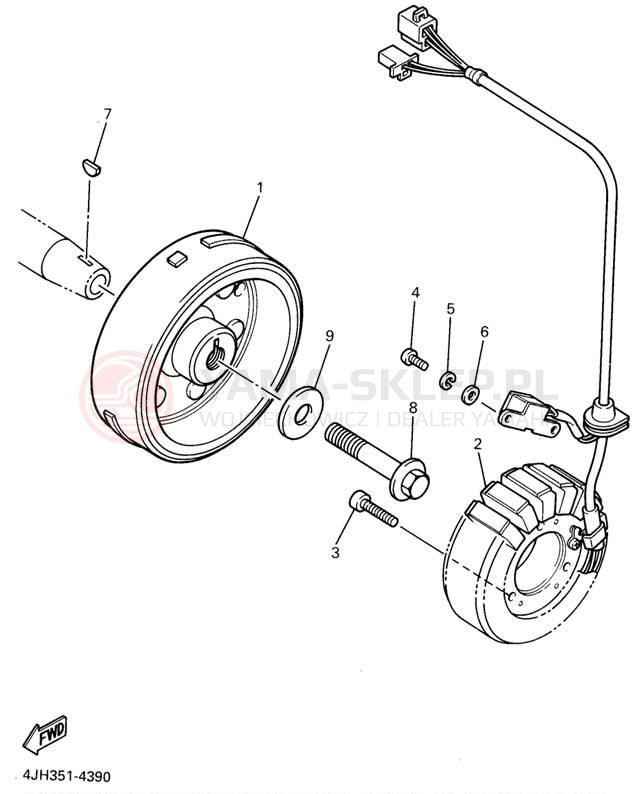 Schemat "prądnica" do Yamaha YZF600RG