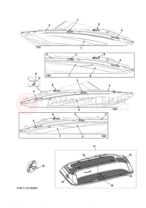 Schemat "Naklejki" do Yamaha SX192 RM1800DN/RM1800CN