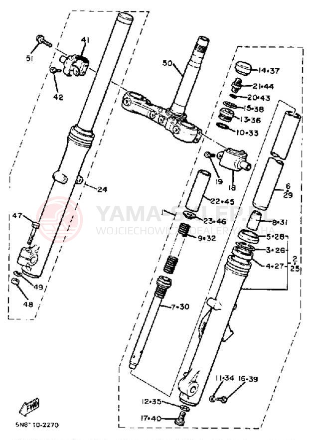 Schemat "Amortyzatory przód" do Yamaha XJ650K
