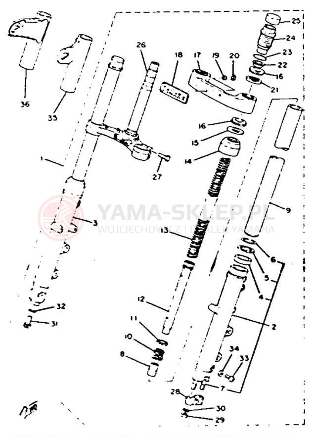 Schemat "Amortyzatory przód" do Yamaha XS650H