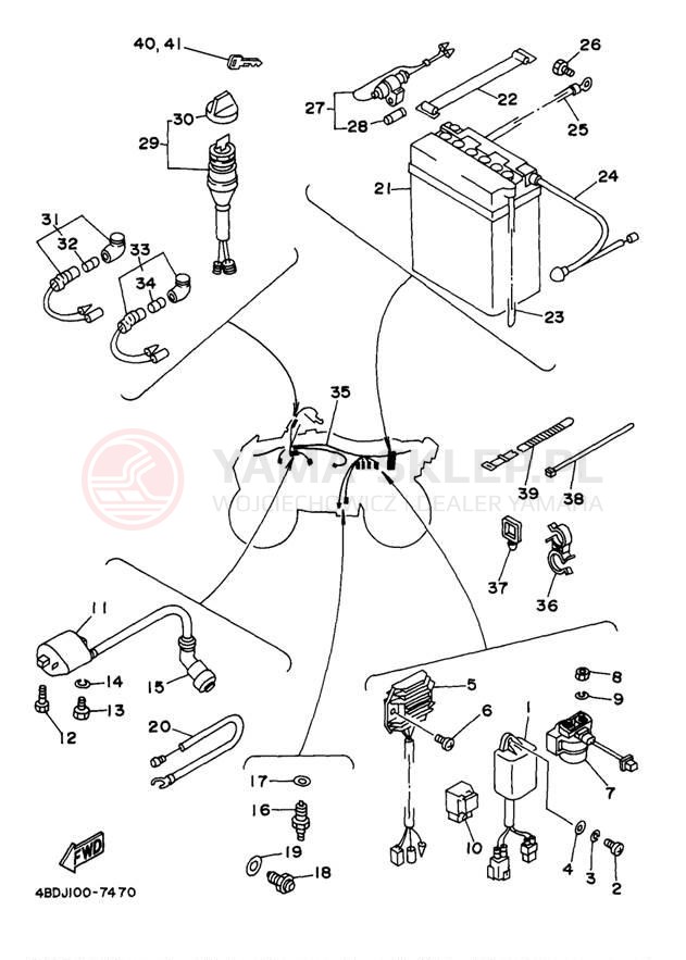 Schemat "układ elektryczny" do Yamaha TIMBERWOLF YFB250UK