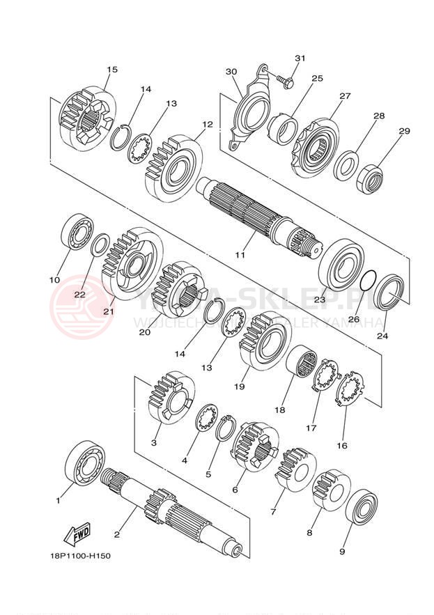Schemat "Skrzynia biegów " do Yamaha YFZ450R YFZ450RYL/YFZ450RYW
