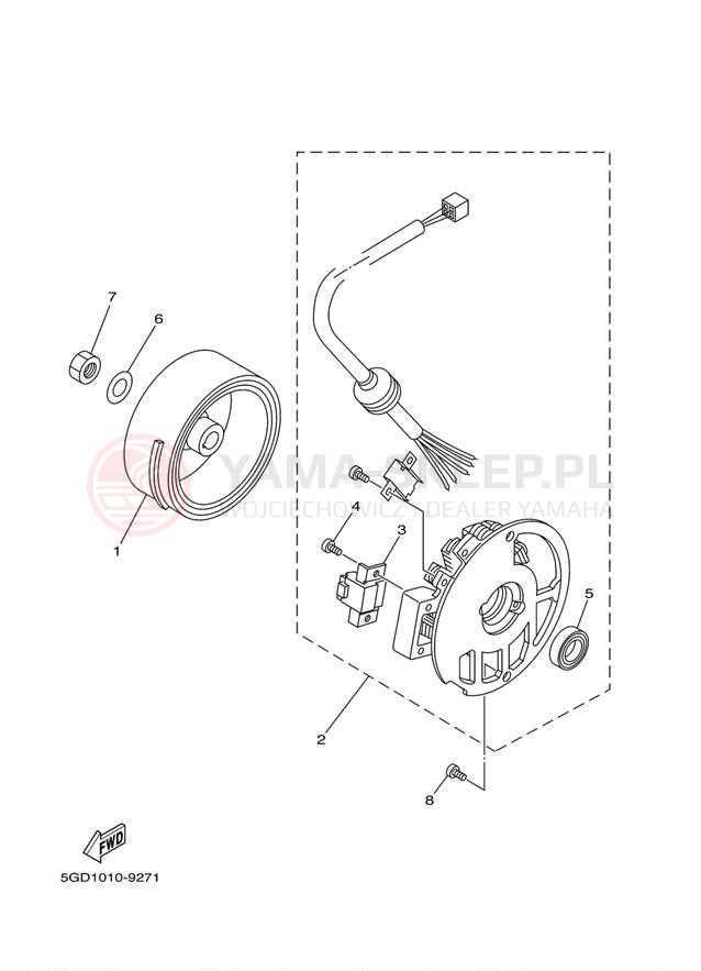 Schemat "prądnica" do Yamaha VINO YJ50RS