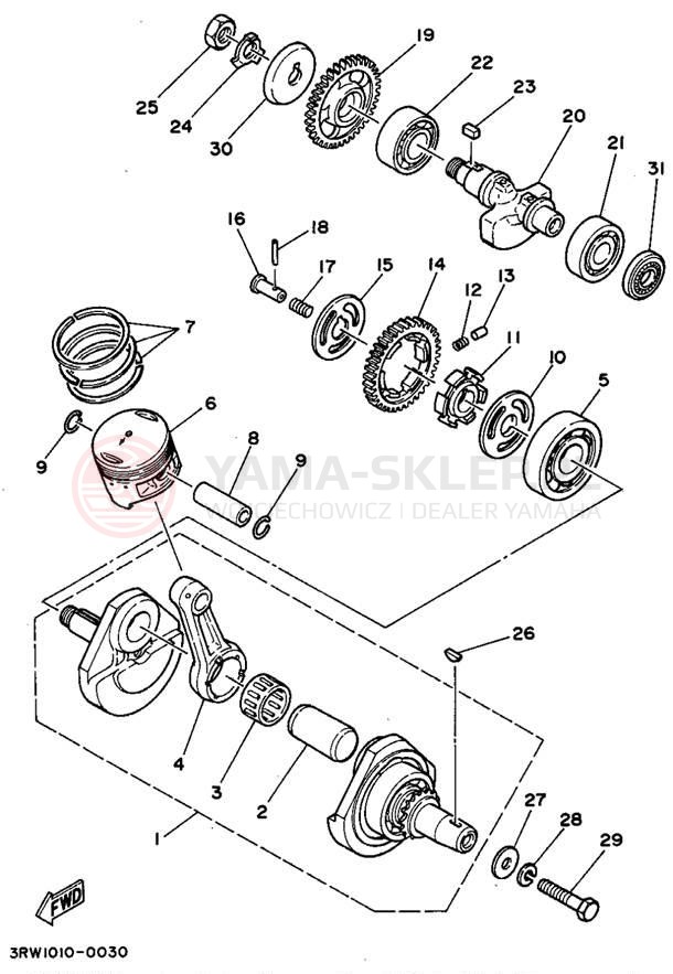 Schemat "Wał korbowy, tłok" do Yamaha SEROW XT225F/XT225FC