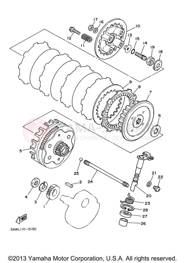 Schemat "sprzęgło" do Yamaha TW200 TW200V/TW200VC