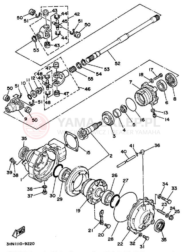 Schemat "Wał napędowy przód" do Yamaha BIG BEAR 4WD YFM350FWW