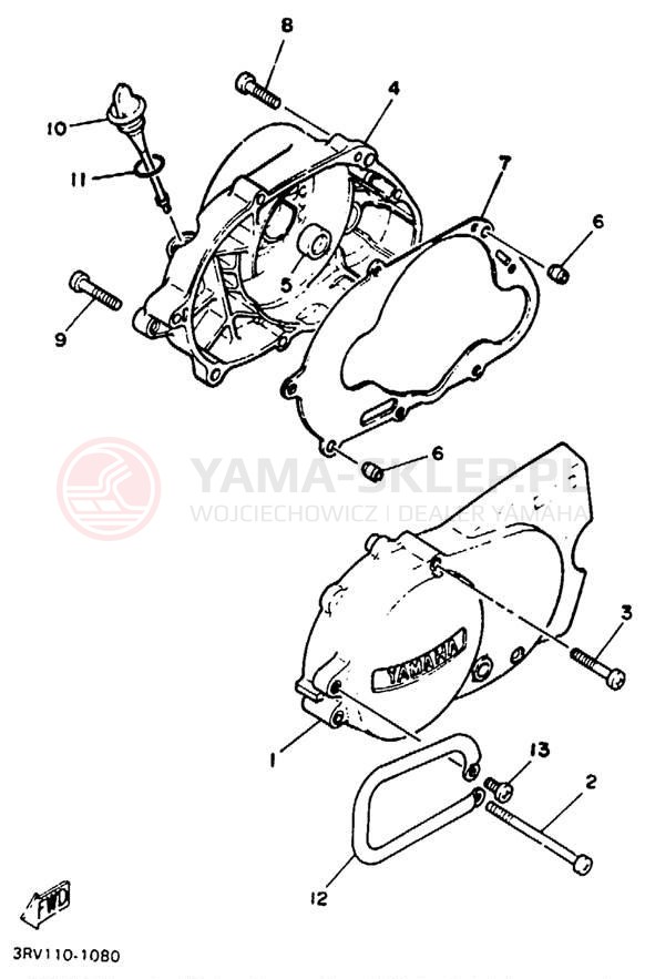 Schemat "Pokrywa silnika" do Yamaha Y-ZINGER PW80E