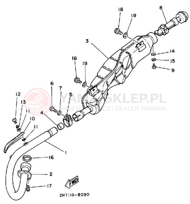 Schemat "Wydech końcowy" do Yamaha MOTO-4 YFM250W