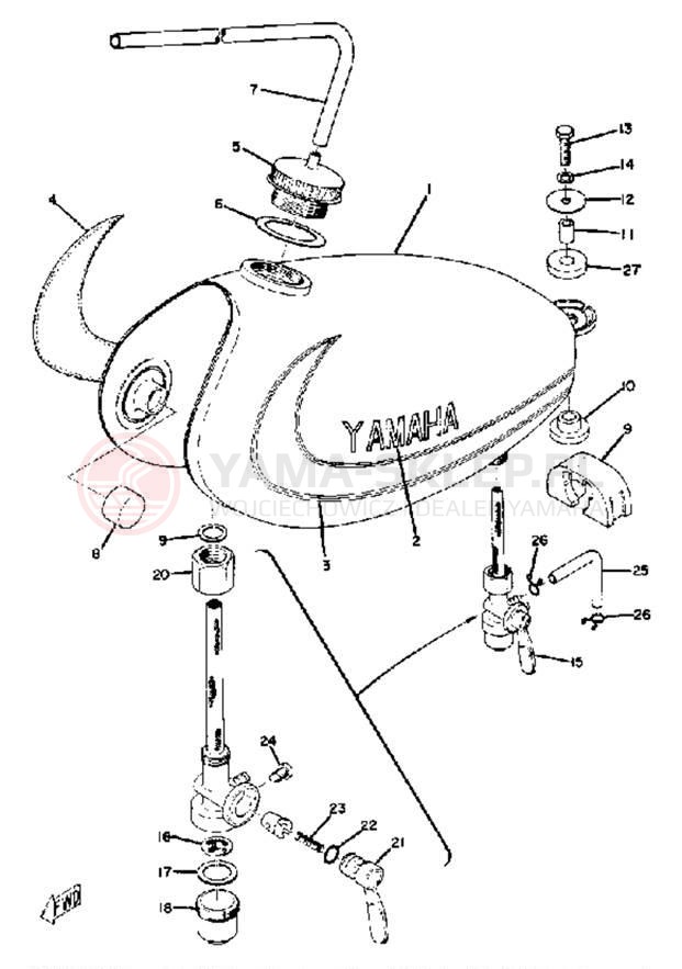 Schemat "zbiornik paliwa" do Yamaha YZ80B